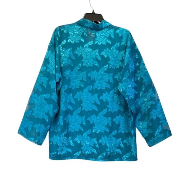 Victoria's Secret VTG Womens M Teal SheerSleepwear 2Piece Pant Set Long Sleeves - Picture 2 of 8